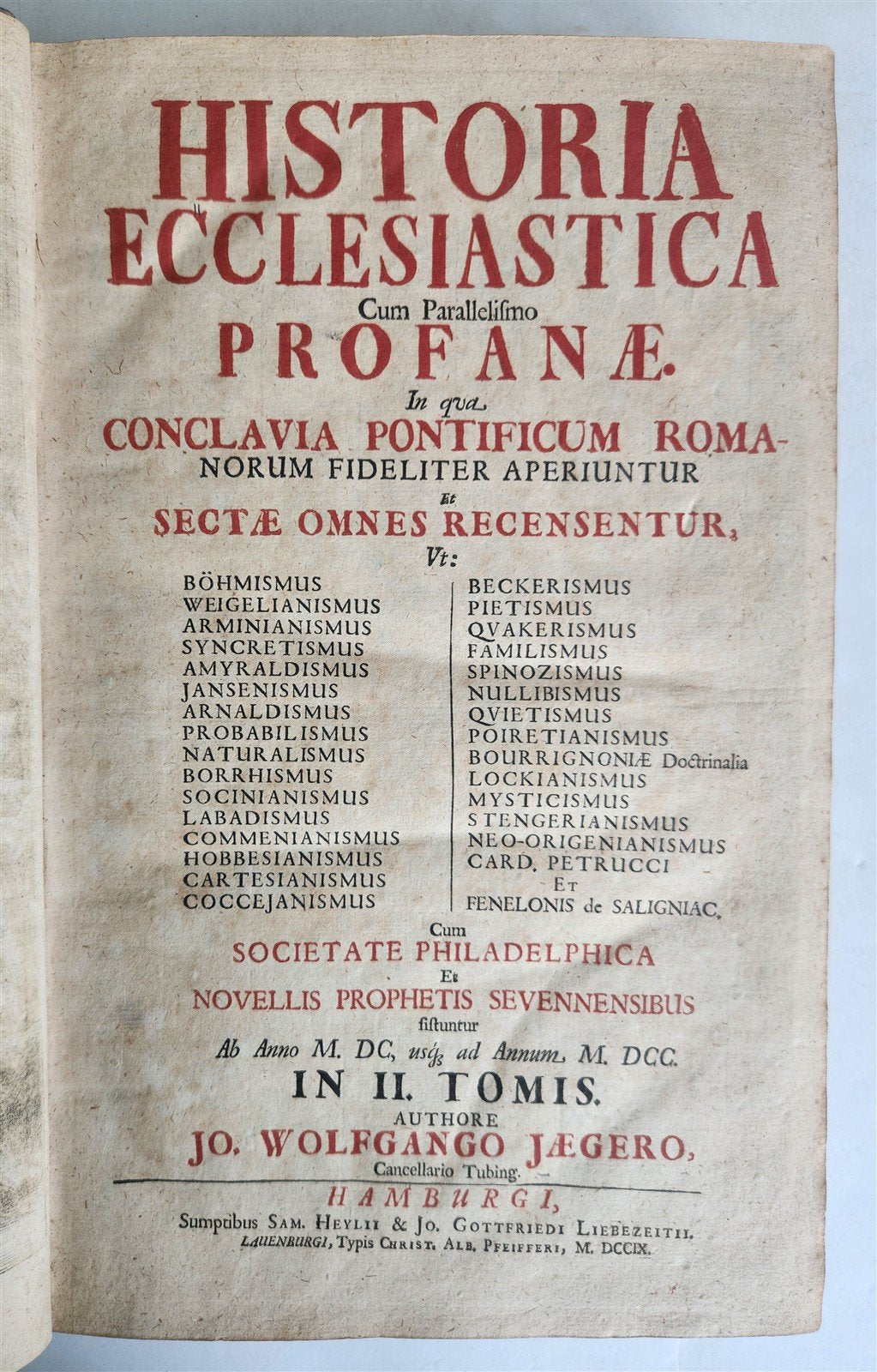 1709 HISTORIA ECCLESIASTICA VELLUM BOUND FOLIO antique