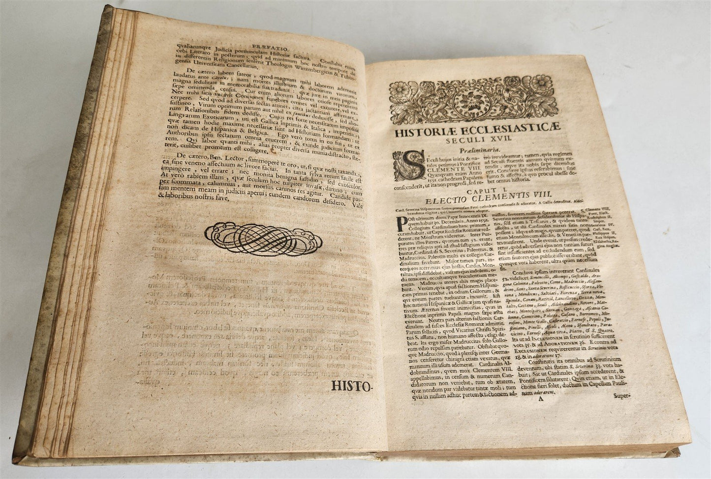 1709 HISTORIA ECCLESIASTICA VELLUM BOUND FOLIO antique