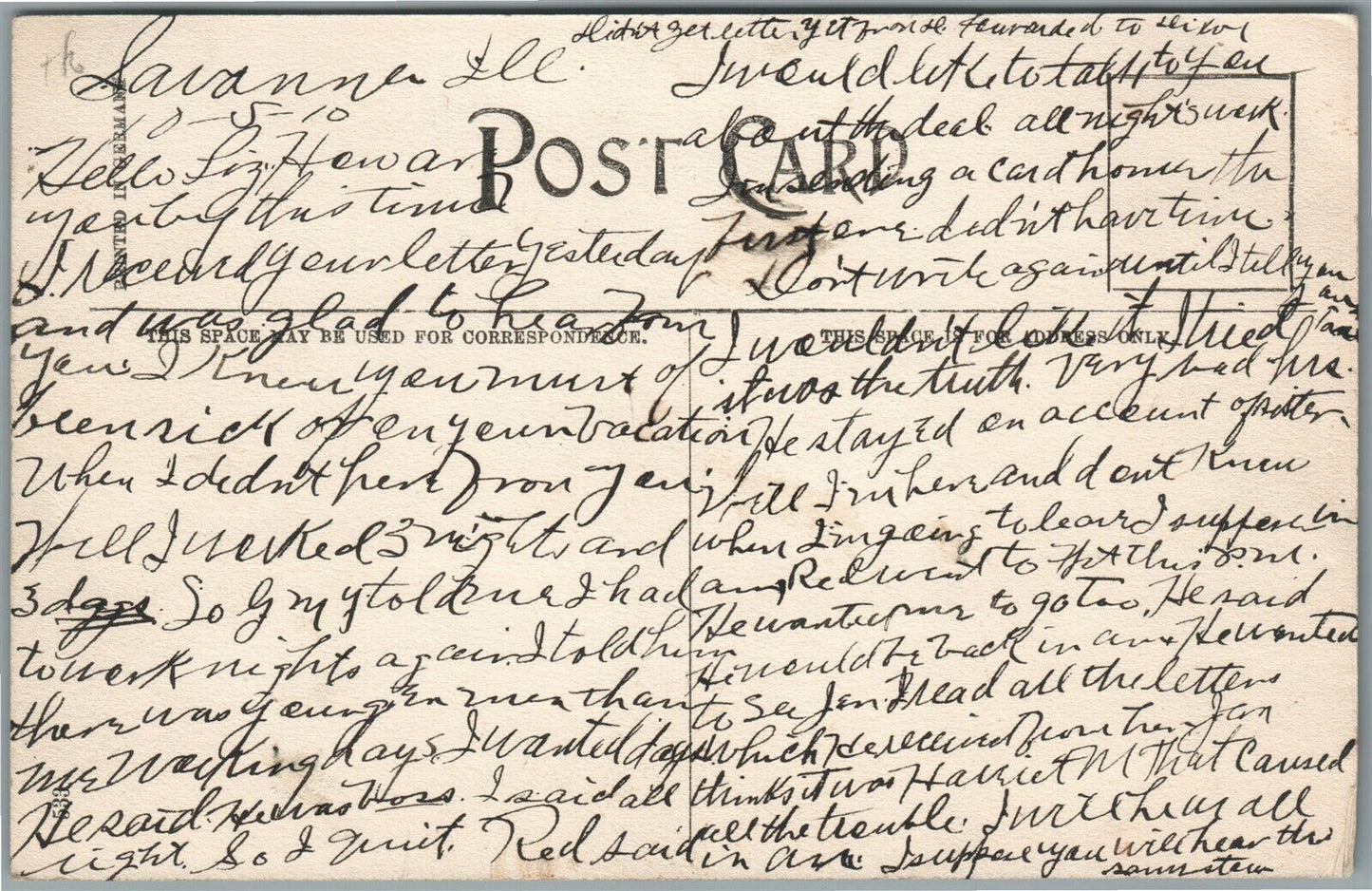 SAVANNAH IL RESIDENCE DISTRICT ANTIQUE POSTCARD