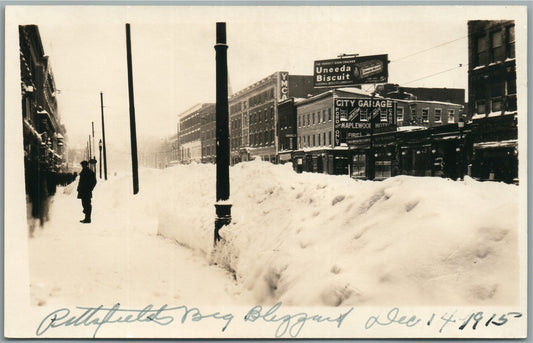 PITTSFIELD MA 1915 WINTER STREET SCENE ANTIQUE REAL PHOTO POSTCARD RPPC