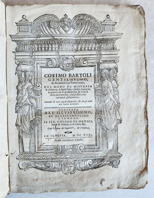 1614 SURVEYING by Cosimo BARTOLI antique ILLUSTRATED Del modo di misurare