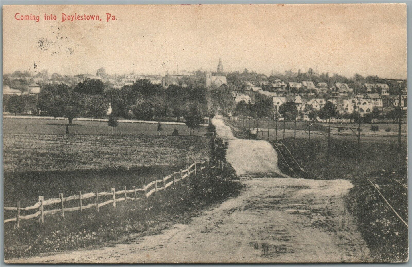 DOYLESTOWN PA ENTRANCE ANTIQUE POSTCARD