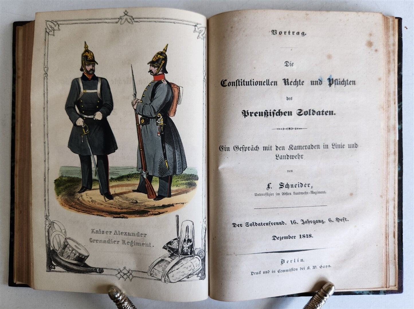 1848 GERMAN SOLDIER'S JOURNAL antique ILLUSTRATED