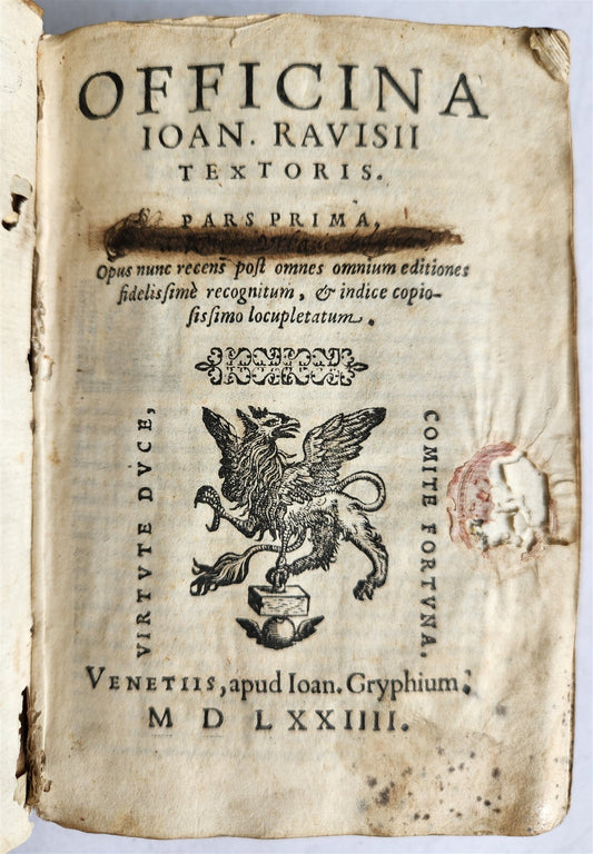 1574 Jean TIXIER antique VELLUM BOUND Officinae Ioannis Rauisii Textoris