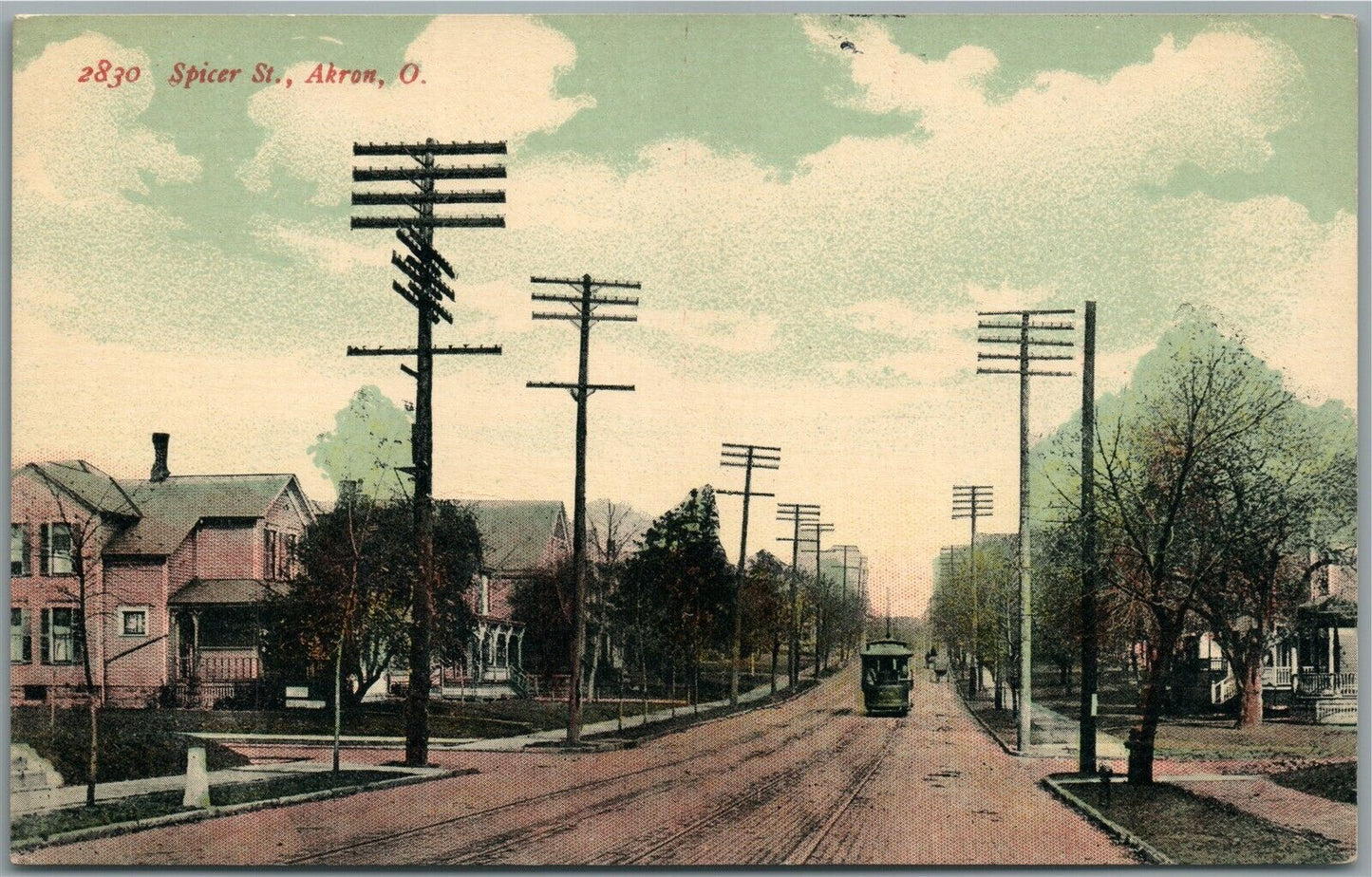 AKRON OH SPICER STREET ANTIQUE POSTCARD