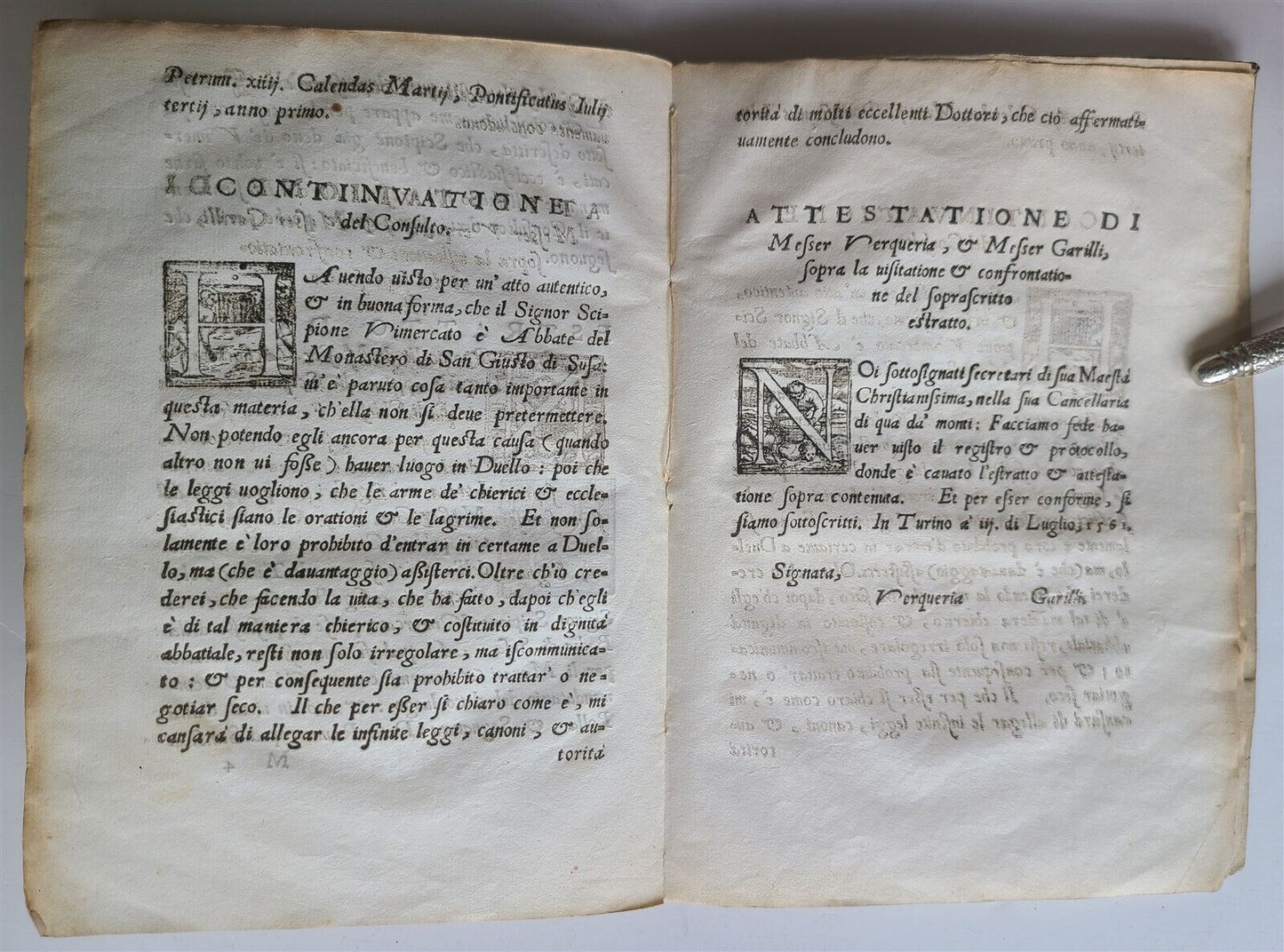 1561 DUELING MANIFESTO DELL ILL. SIGNOR LODOVICO BIRAGO antique 16th CENTURY