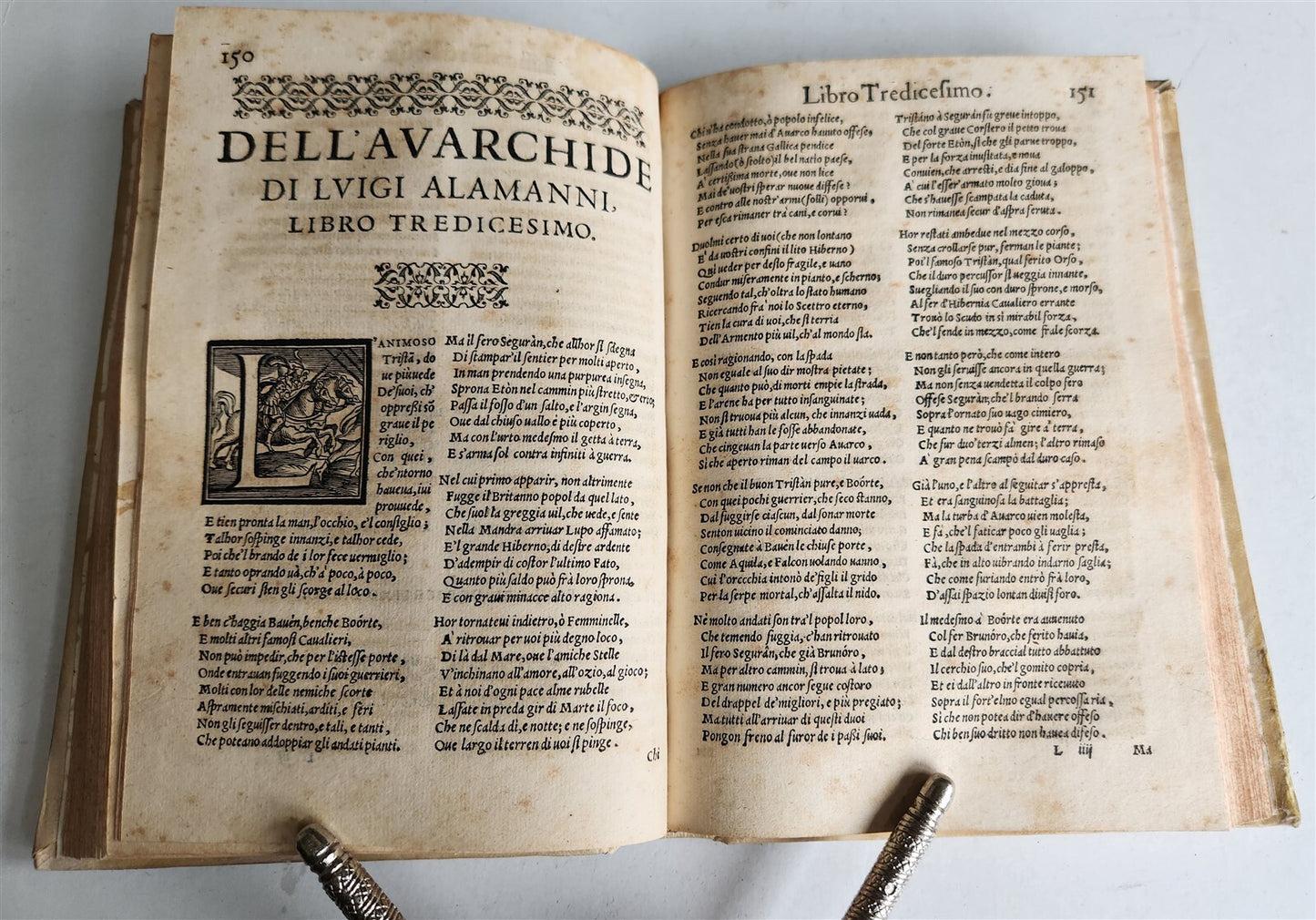 1570 La Avarchide del s. Luigi Alamanni POETRY antique VELLUM BOUND 16th CENTURY