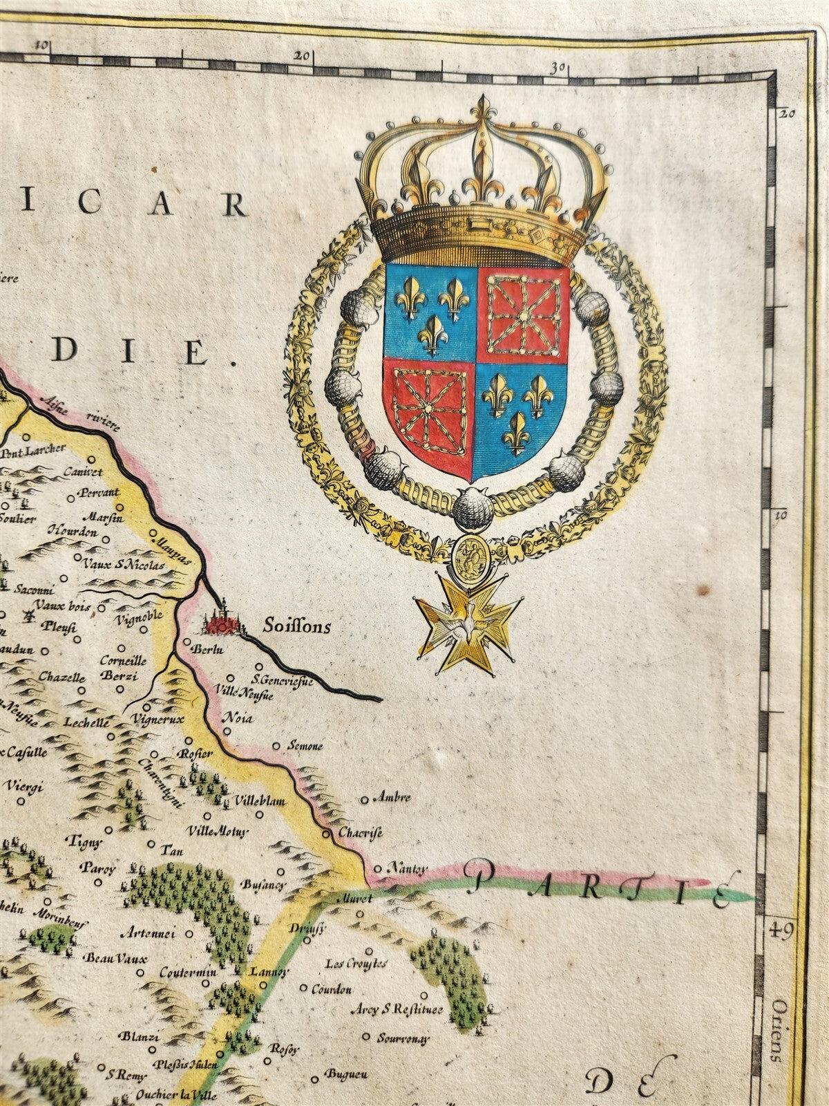 1640 MAP of DUCATUS VALOIS FRANCE by WILLEM BLAEU antique AUTHENTIC hand colored