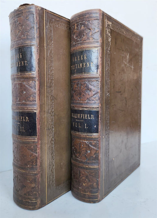 1832 BIBLE in GREEK & ENGLISH 2 VOLUMES antique