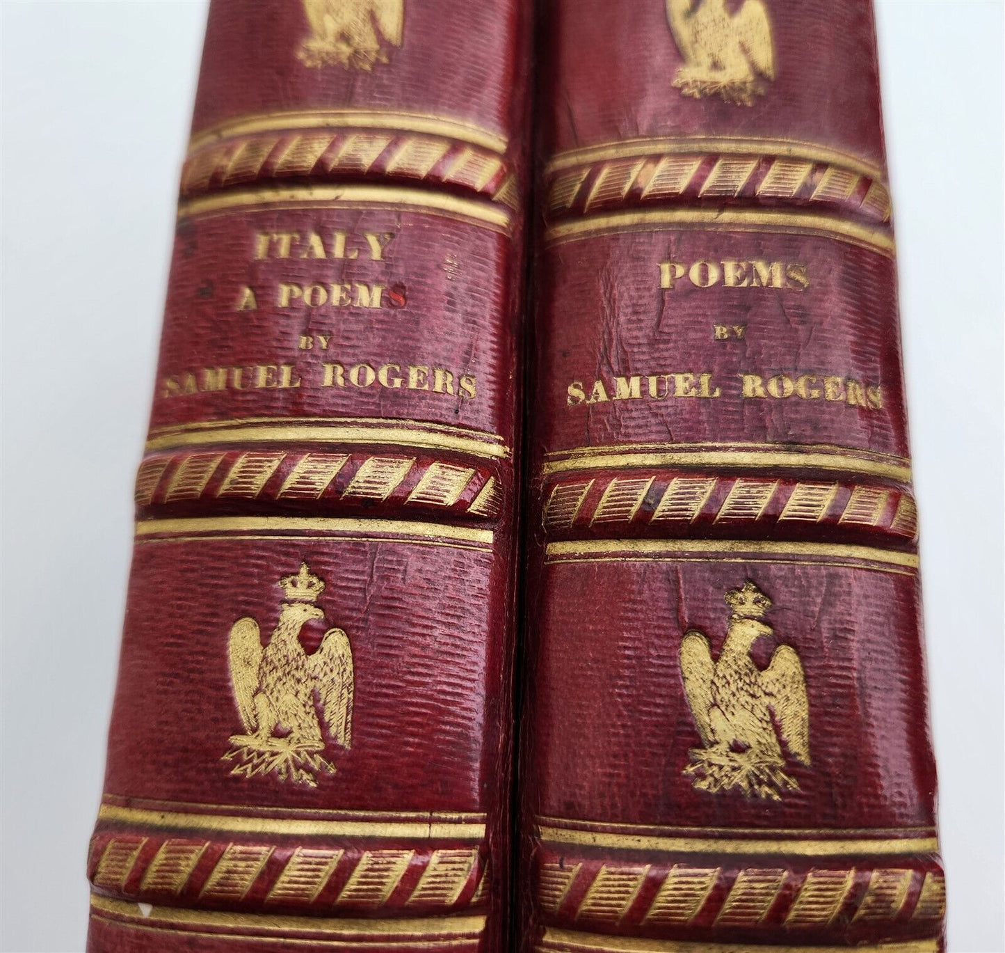 1834 POEMS of SAMUEL ROGERS antique 2 VOLS DECORATIVE BINDING poetry ILLUSTRATED