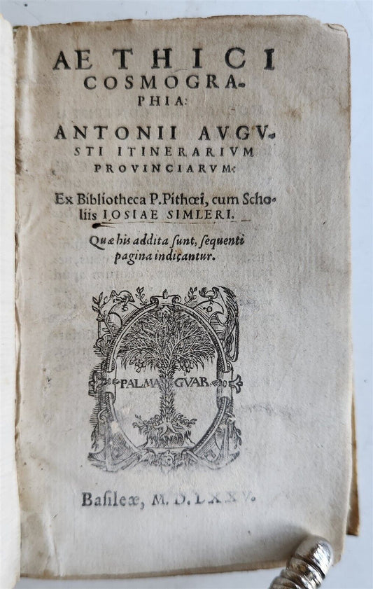 1575 AETHICI COSMOGRAPHIA antique VELLUM BINDING 16th CENTURY