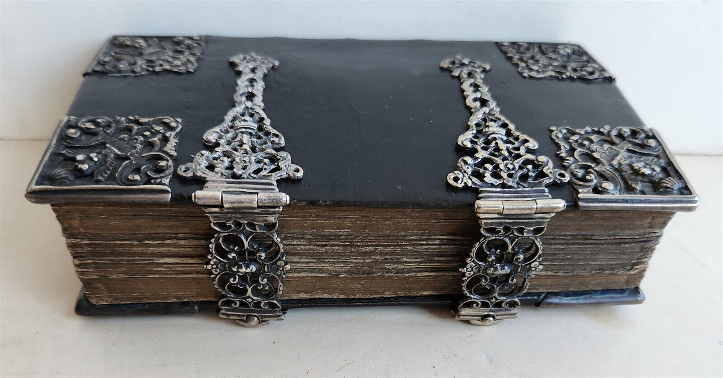 1754 GERMAN DEVOTIONAL BOOK antique BINDING w/ STUNNING SILVER FITTINGS