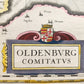 1640 MAP of GERMANY OLDENBURG CO. by WILLEM BLAEU antique AUTHENTIC hand colored