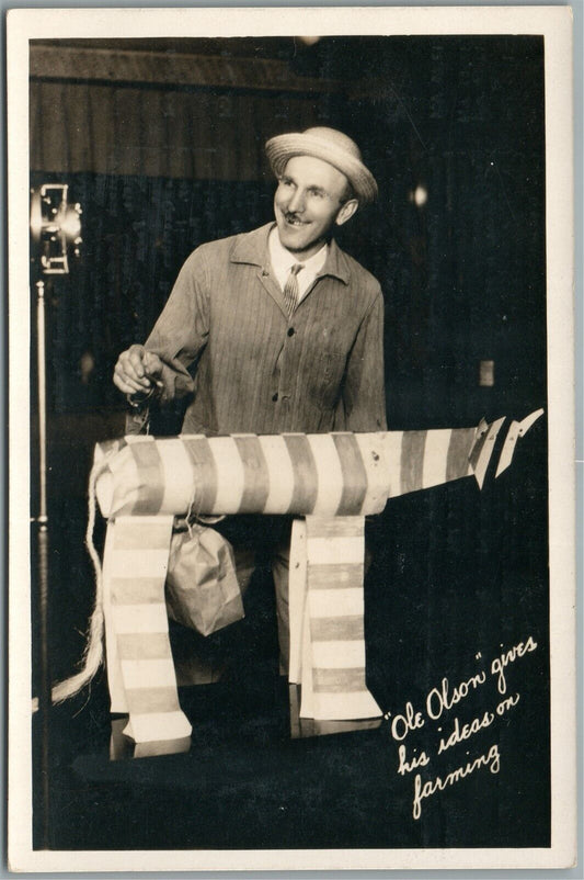 CHICAGO IL OLE OLSON FARM ADVISOR ADVERTISING ANTIQUE REAL PHOTO POSTCARD RPPC