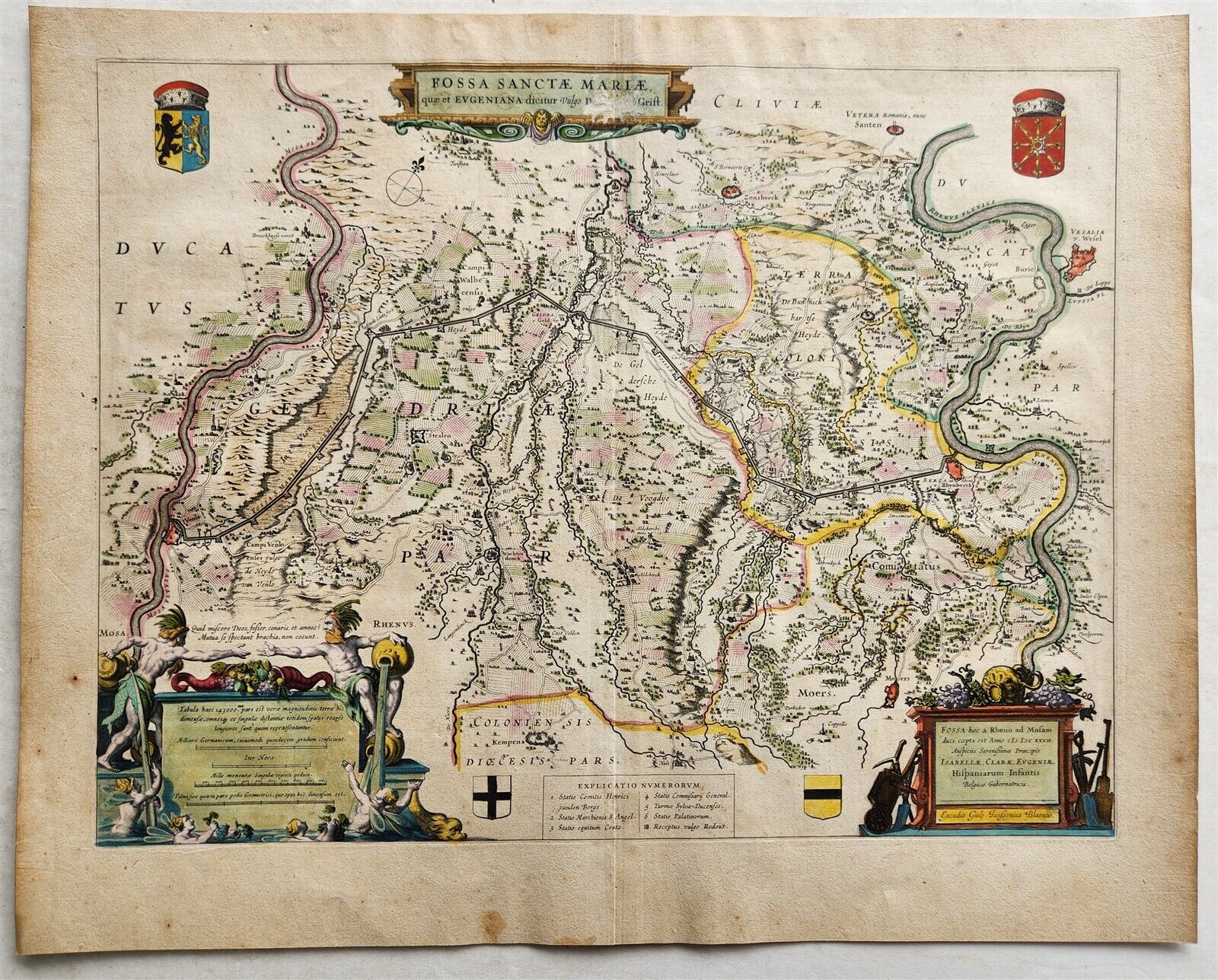 1640 MAP of GERMANY FOSSA SANCTAE MARIAE by WILLEM BLAEU antique AUTHE ...