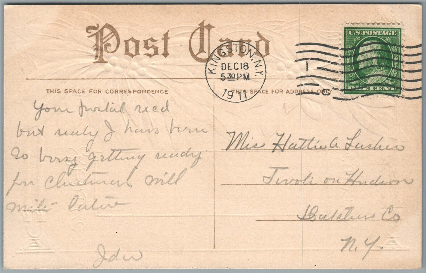 CHRISTMAS ANTIQUE POSTCARD w/ TRAIN RAILROAD
