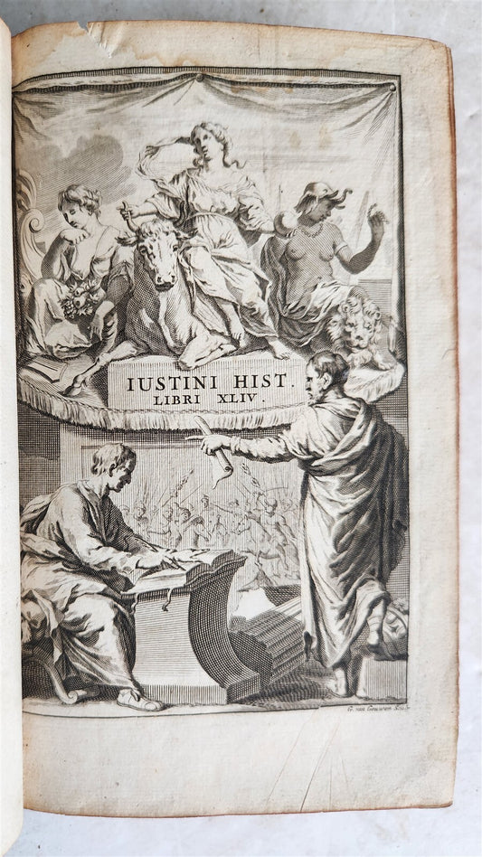 1683 HISTORIAE PHILIPPICAE by JUSTINIUS DECORATIVE BINDING antique