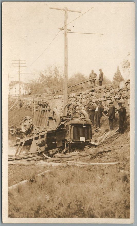 NORWICH CT TRUCK CAR ACCIDENT ANTIQUE REA,L PHOTO POSTCARD RPPC