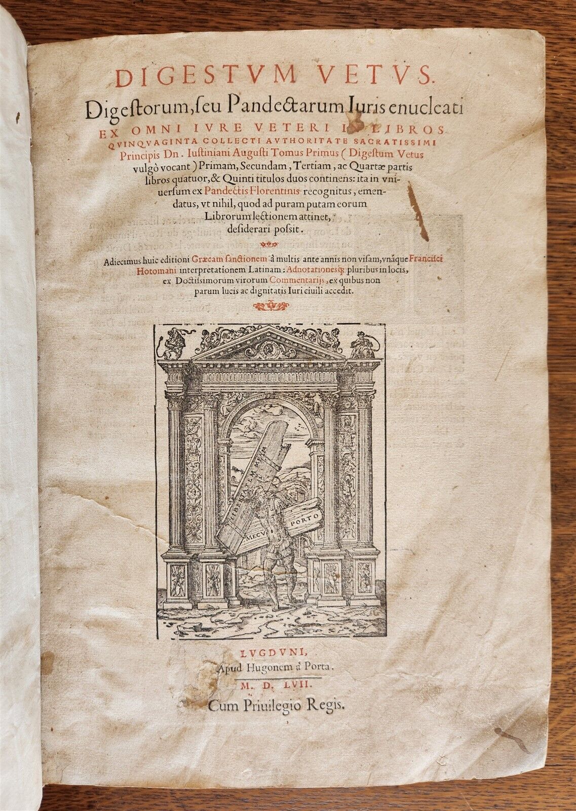 1557 LAW BOOK PART of Corpus Juris Civilis DIGESTA antique MASSIVE FOLIO vellum