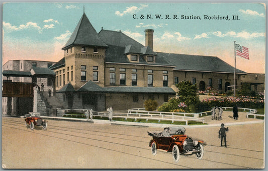 ROCKFORD IL RAILROAD STATION RAILWAY DEPOT ANTIQUE POSTCARD