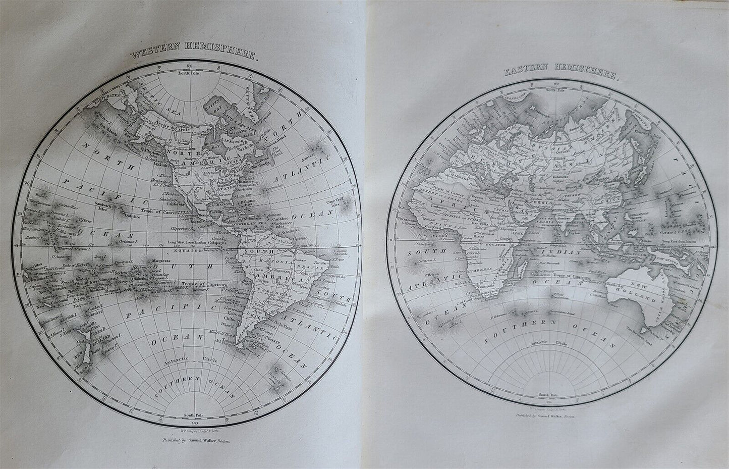 1847 SYSTEM of UNIVERSAL GEOGRAPHY by S. WALKER Vol.I antique ILLUSTRATED FOLIO