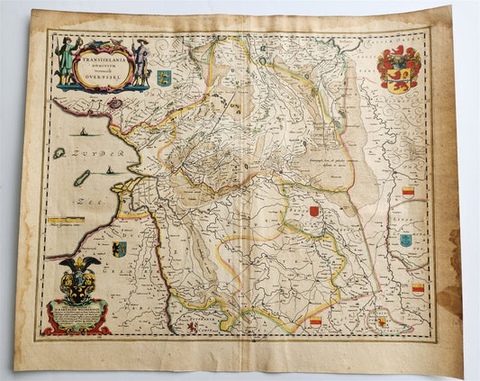 1640 MAP of Overijssel NETHERLANDS by WILLEM BLAEU antique AUTHENTIC handcolored