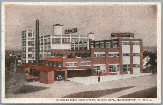 ELIZABETHTOWN PA KLEIN CHOCOLATE CO. PRINTING DEPT ANTIQUE POSTCARD