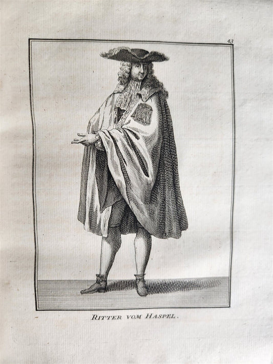 1756 ILLUSTRATED COSTUME HISTORY of MONKS & KNIGHTS for both sexes antique