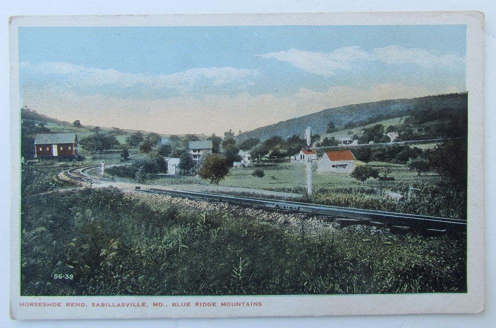 VINTAGE POSTCARD RAILROAD SABILLASVILLE MD BLUE RIDGE MOUNTAINS railway
