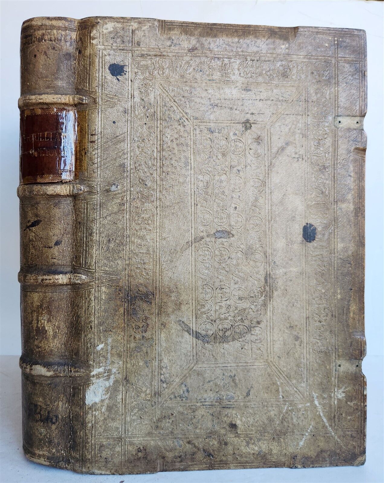 1545 TERULLIAN THEOLOGY in LATIN antique 16th CENTURY FOLIO PIGSKIN BOUND