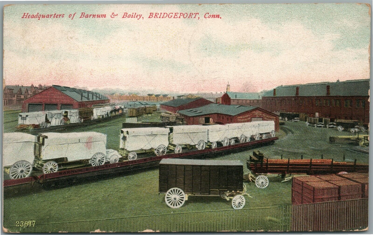 BRIDGEPORT CT BARNUM & BAILEY CIRCUS HEADQUARTERS ANTIQUE POSTCARD