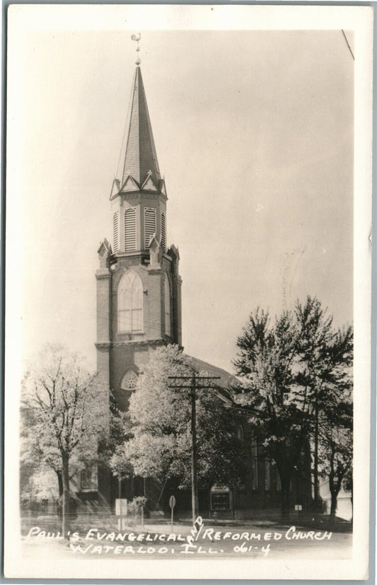 WATERLOO IL PAUL'S EVANGELICAL REFORMED CHURCH VINTAGE REAL PHOTO POSTCARD RPPC