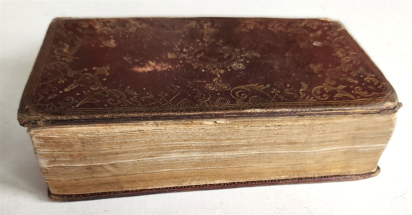 1753 BREVIARY in FRENCH & LATIN antique DECORATIVE MOROCCO BINDING
