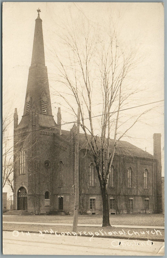 OBERLIN OH CHURCH ANTIQUE REAL PHOTO POSTCARD RPPC