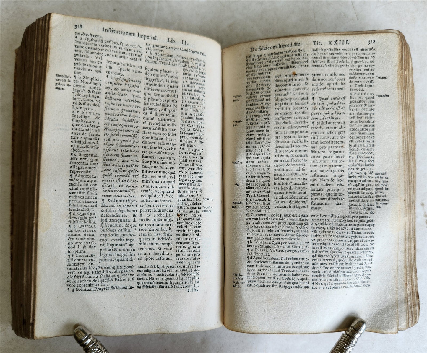 1568 LAW BOOK Institutes of Emperor Justinian w/commentaries by Francois Accurse