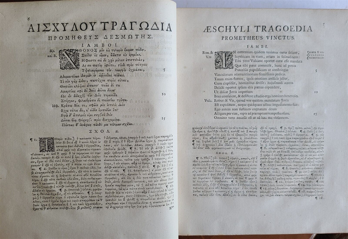 1745 AESCHYLUS TRAGEDIES 2 VOLUMES antique LATIN & GREEK TEXT