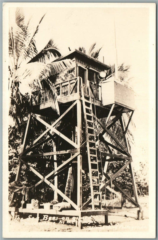 SEA BEES ON GUARD ANTIQUE REAL PHOTO POSTCARD RPPC