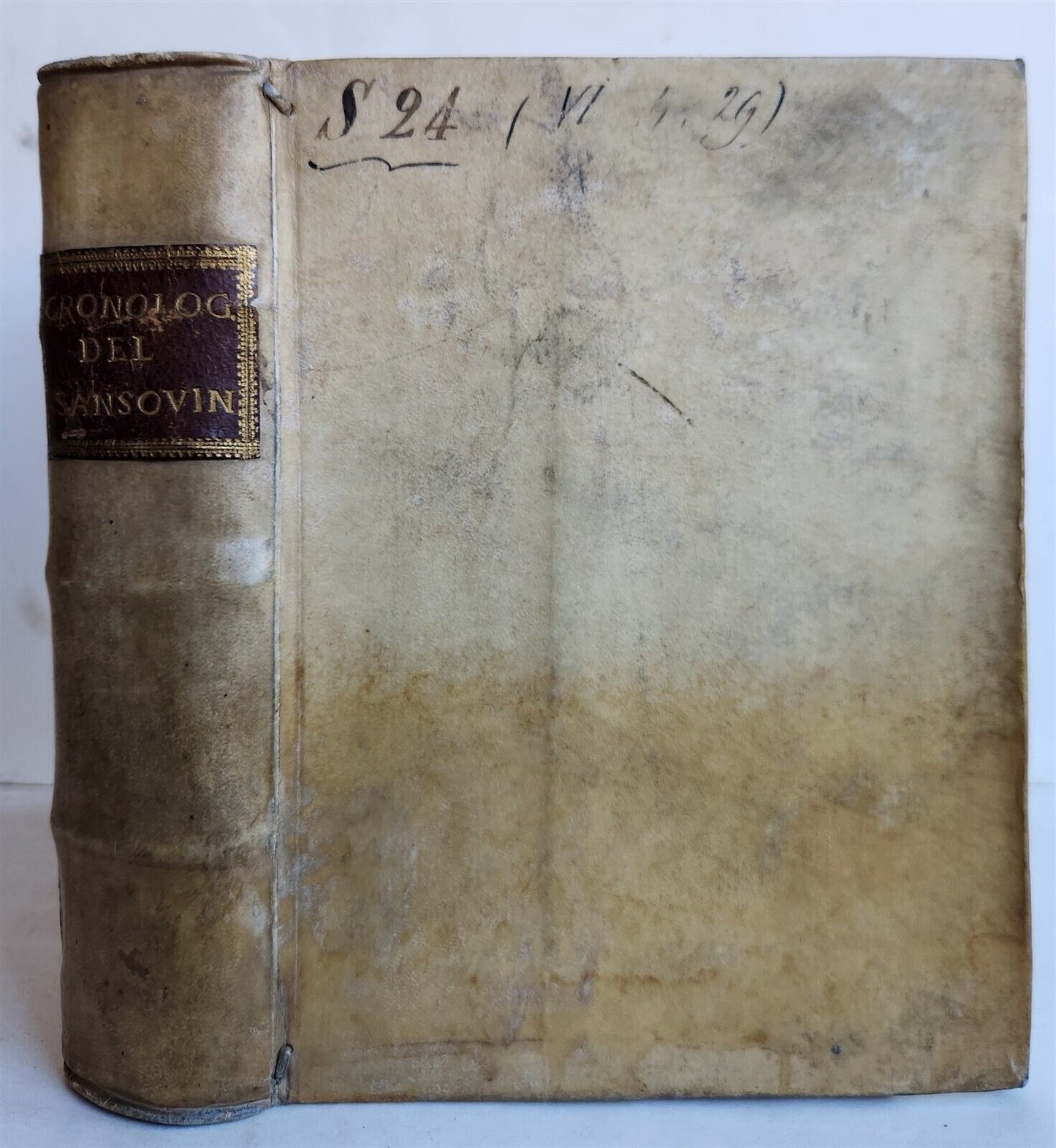 1580 CHRONOLOGY OF THE WORLD by F. SANSOVINO antique VELLUM BOUND