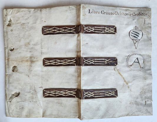 16th-17th CENTURY LARGE FOLIO BINDING antique VELLUM 10 by 17 inches