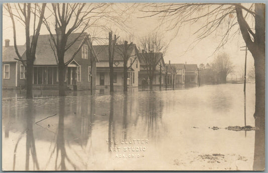 ADA OH FLOOD SCENE ANTIQUE REAL PHOTO POSTCARD RPPC
