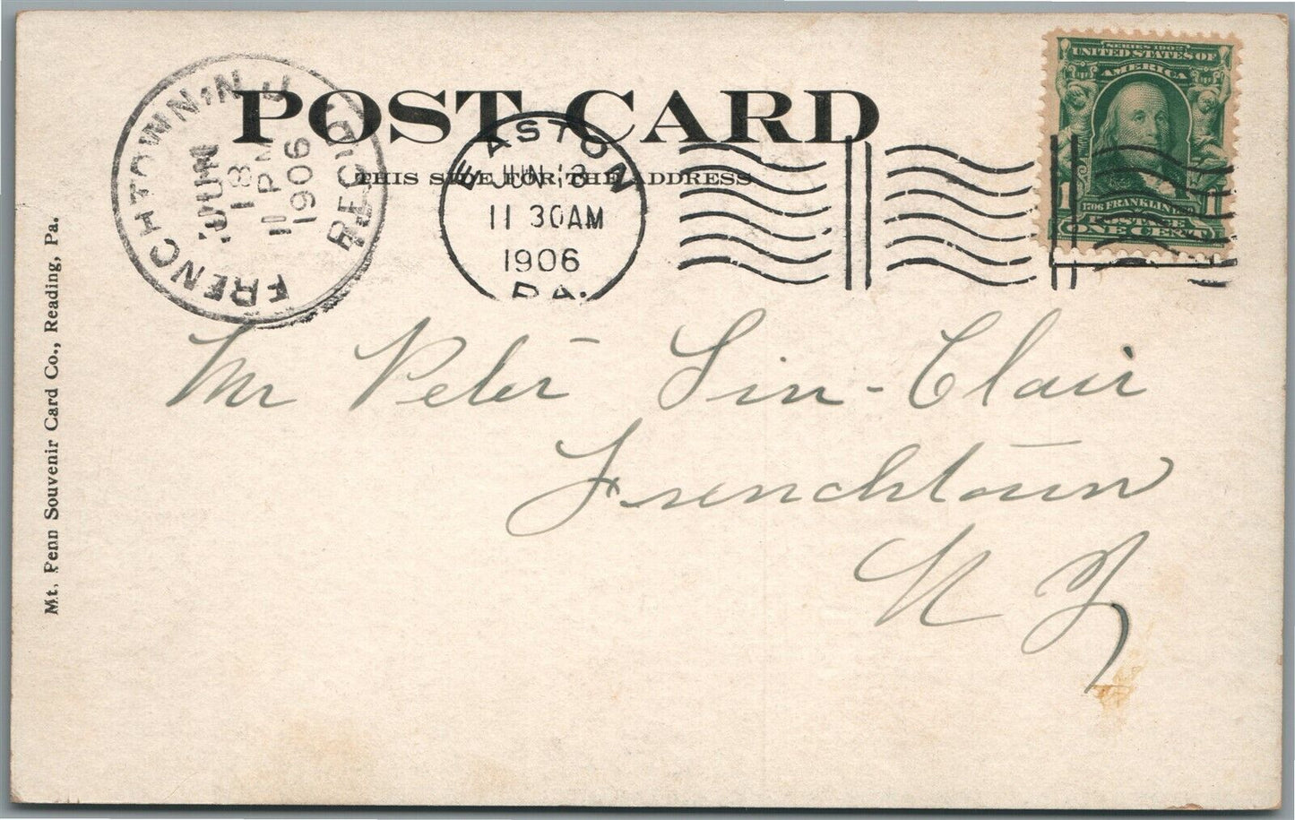 READING PA CHARLES EVENS CEMETERY SOLDIERS MONUMENT ANTIQUE POSTCARD