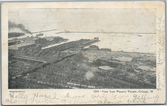 CHICAGO IL VIEW FROM MASONIC TEMPLE ANTIQUE POSTCARD