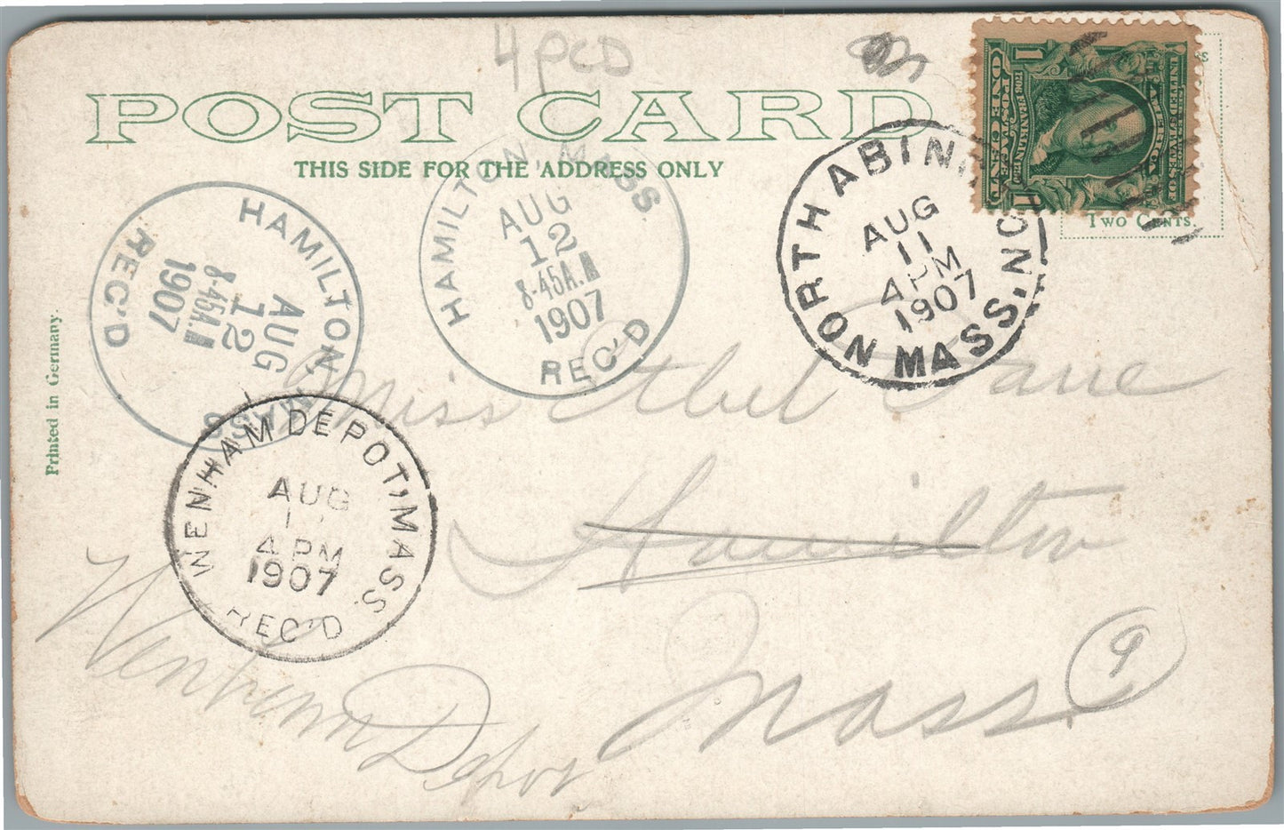 ABINGTON MA RAILROAD STATION RAILWAY DEPOT ANTIQUE POSTCARD