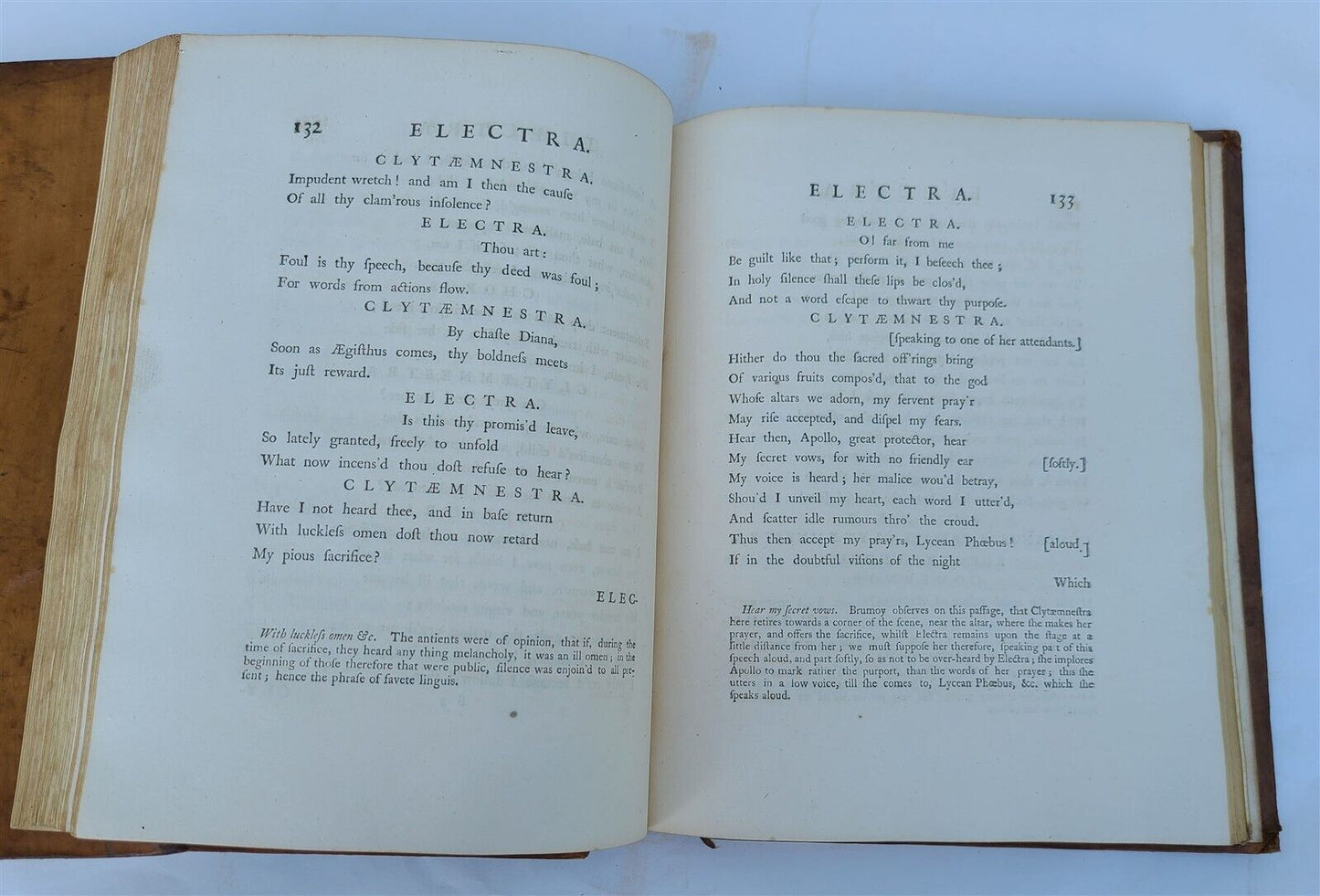 1759 SOPHOCLES in ENGLISH TRAGEDIES 2 FOLIO VOLUMES antique