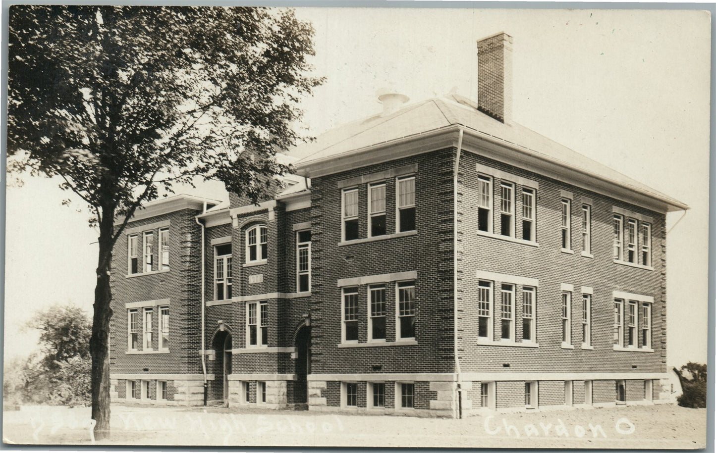 CHARDON OH HIGH ACHOOL ANTIQUE REAL PHOTO POSTCARD RPPC
