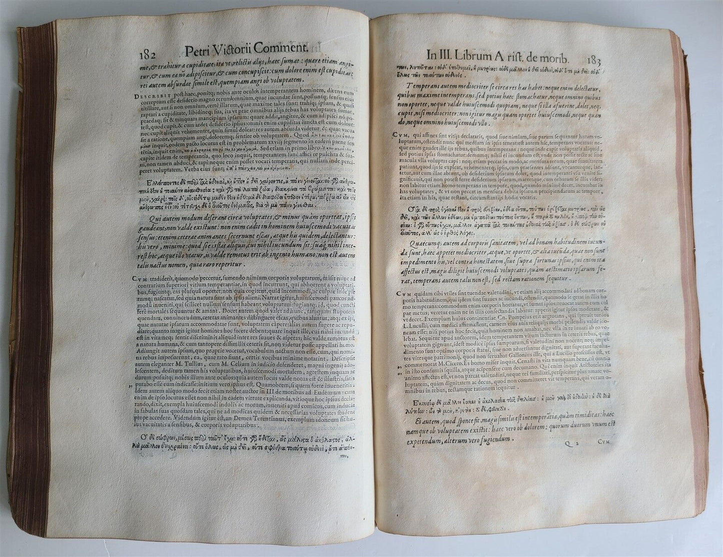 1584 ARISTOTLE COMMENTARIES by Pietro Vettori antique 16th CENTURY FOLIO vellum