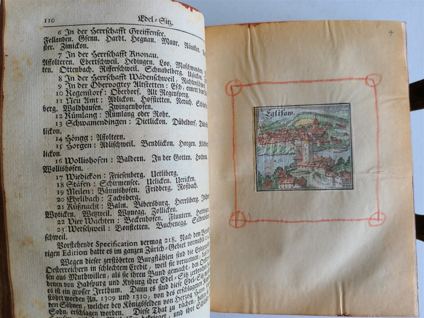 1742 HISTORY of ZURICH SWITZERLAND antique Memorabilia Tigurina PIGSKIN w/ MAP