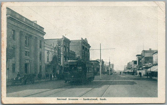 CANADA SASKATOON SECOND AVENUE ANTIQUE POSTCARD