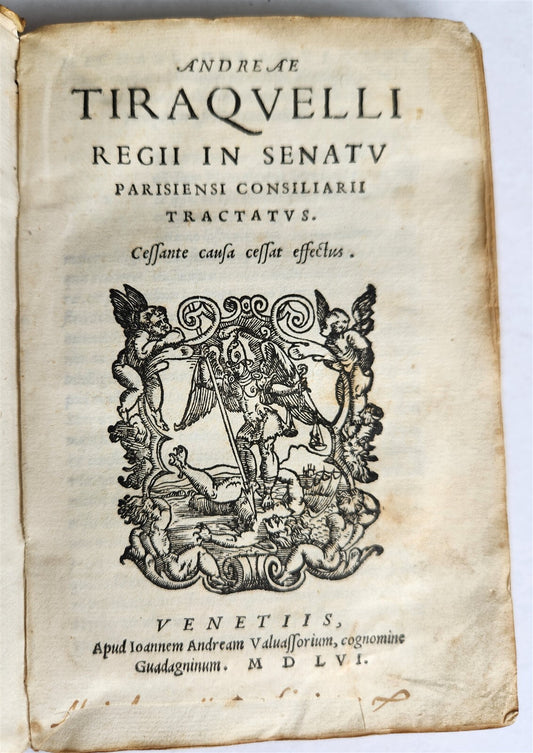 1546 Andre TIRAQUEAU Regii in senatu antique VELLUM BOUND