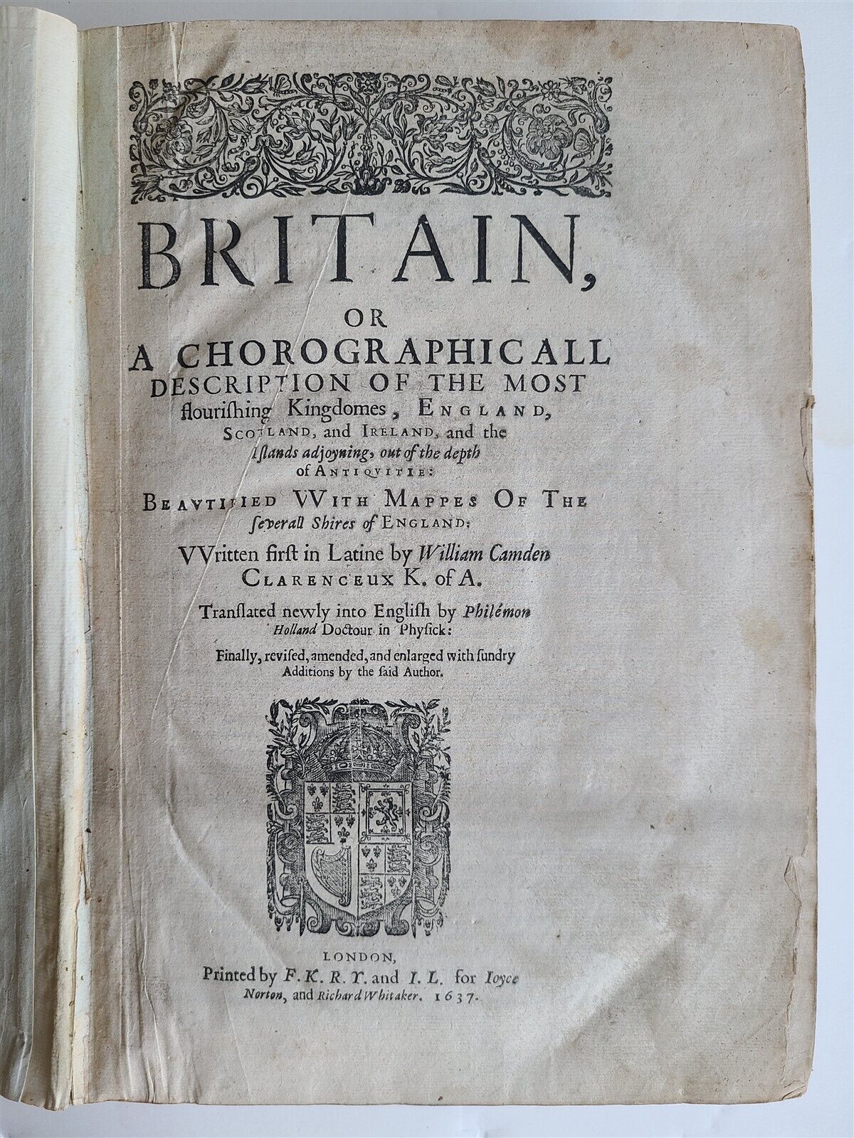 1637 BRITAIN DESCRIPTION of England Scotland Ireland antique ILLUSTRATED 48 MAPS